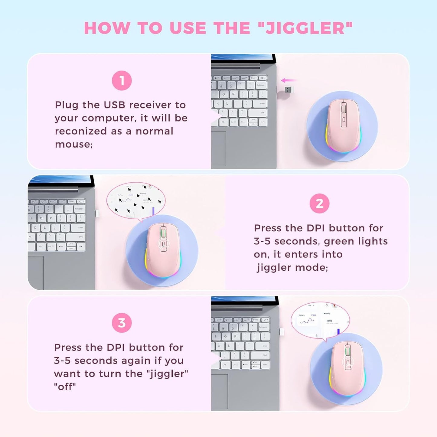 Mouse inalámbrico Jiggler LED PEIOUS (USADO)