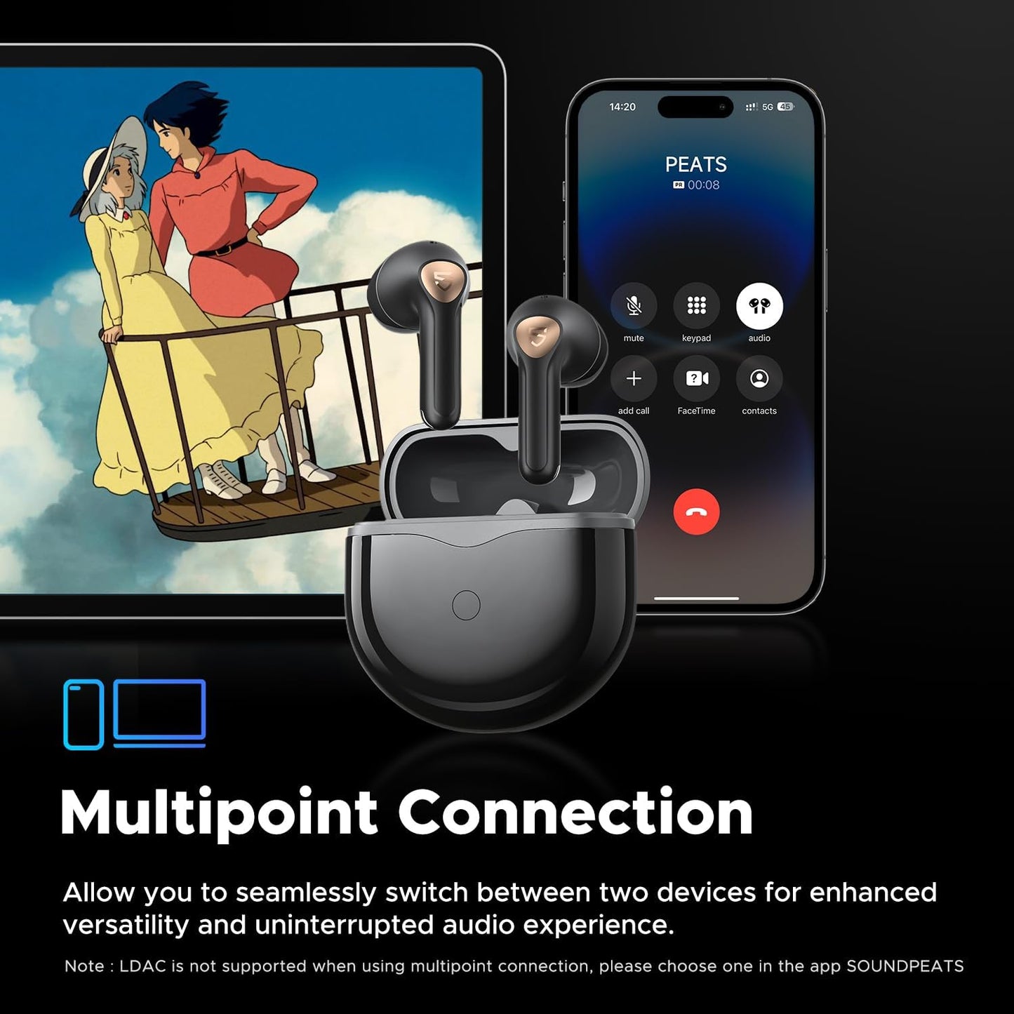 SoundPEATS - Auriculares Inalámbricos Air4 Lite