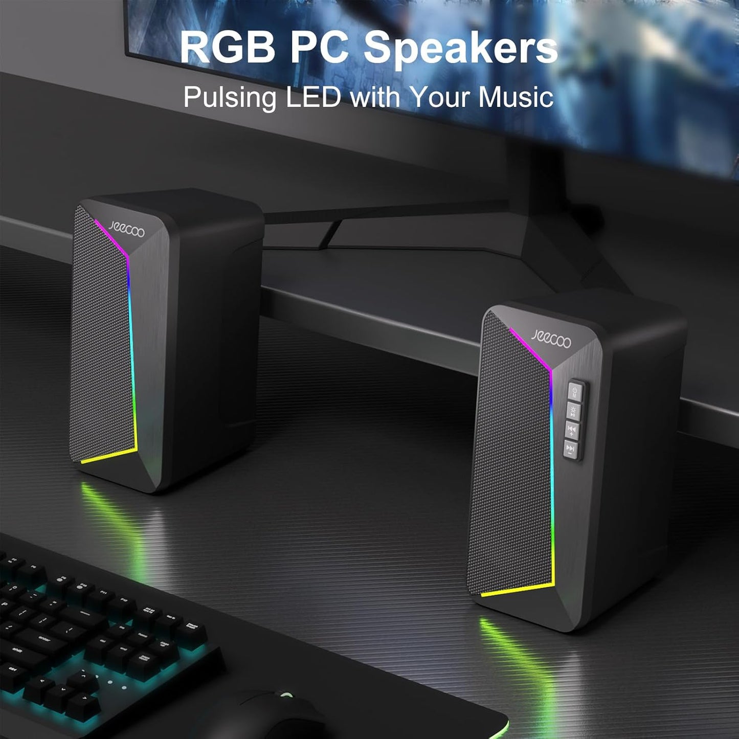 Jeecoo M30 - Altavoces Bluetooth para computadora, altavoces RGB.