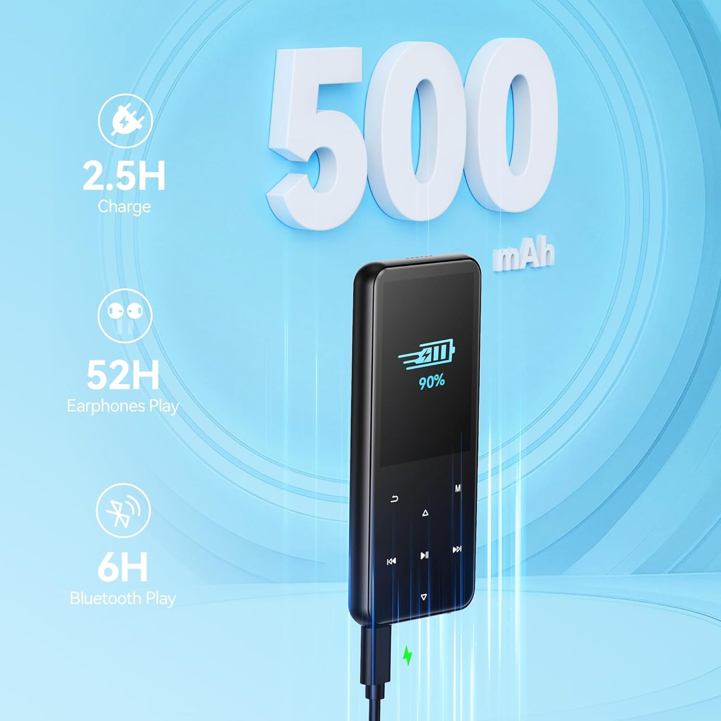 AGPTEK Reproductor MP3 de 64 GB con Bluetooth (USADO)