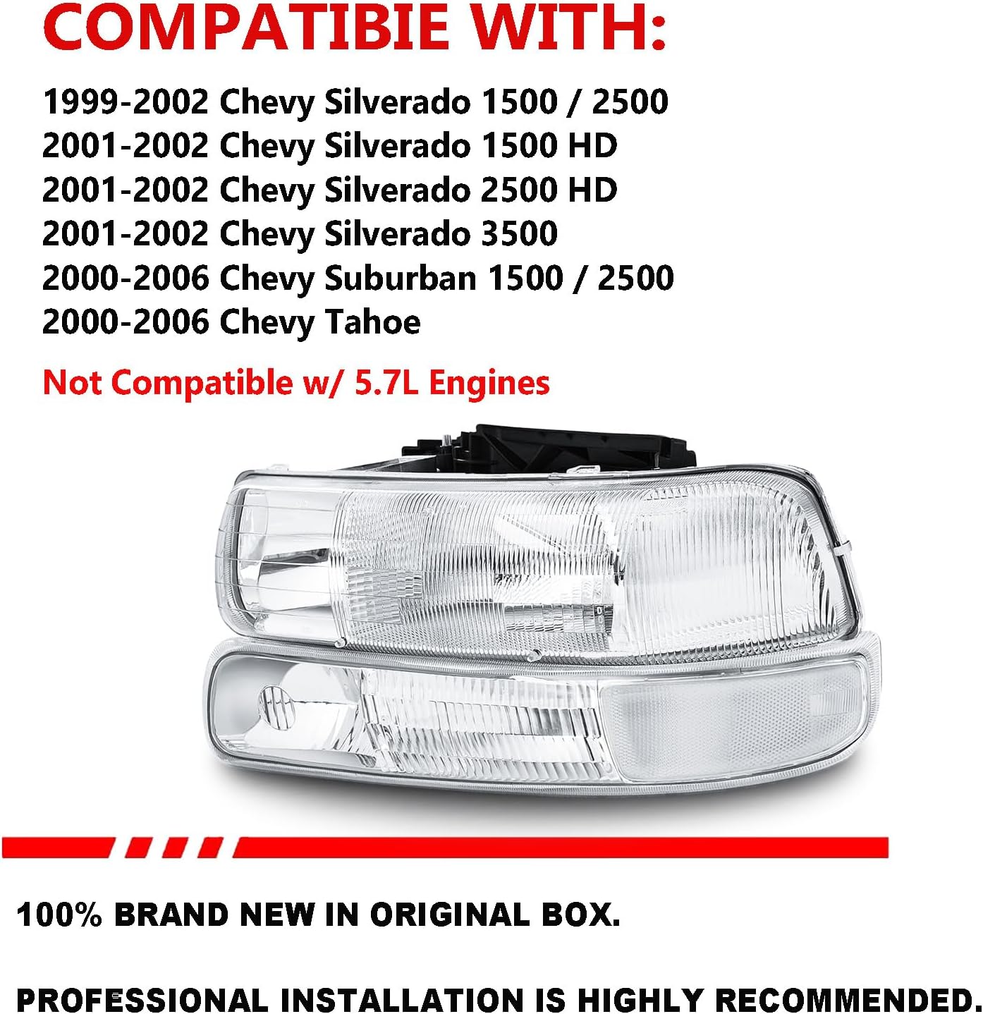 Conjunto de faros delanteros transparentes comp Silverado 00-06 Tahoe Suburban