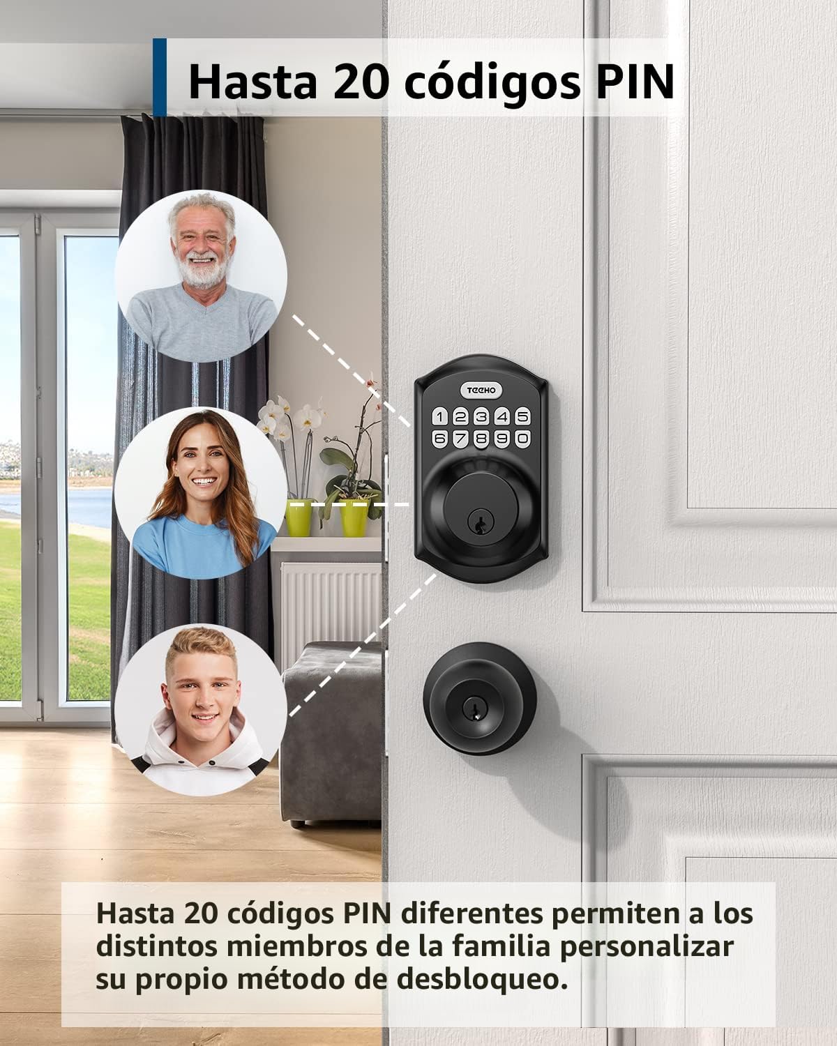 Cerradura inteligente, sin llave, con teclado, con 2 llaves TEEHO TE001