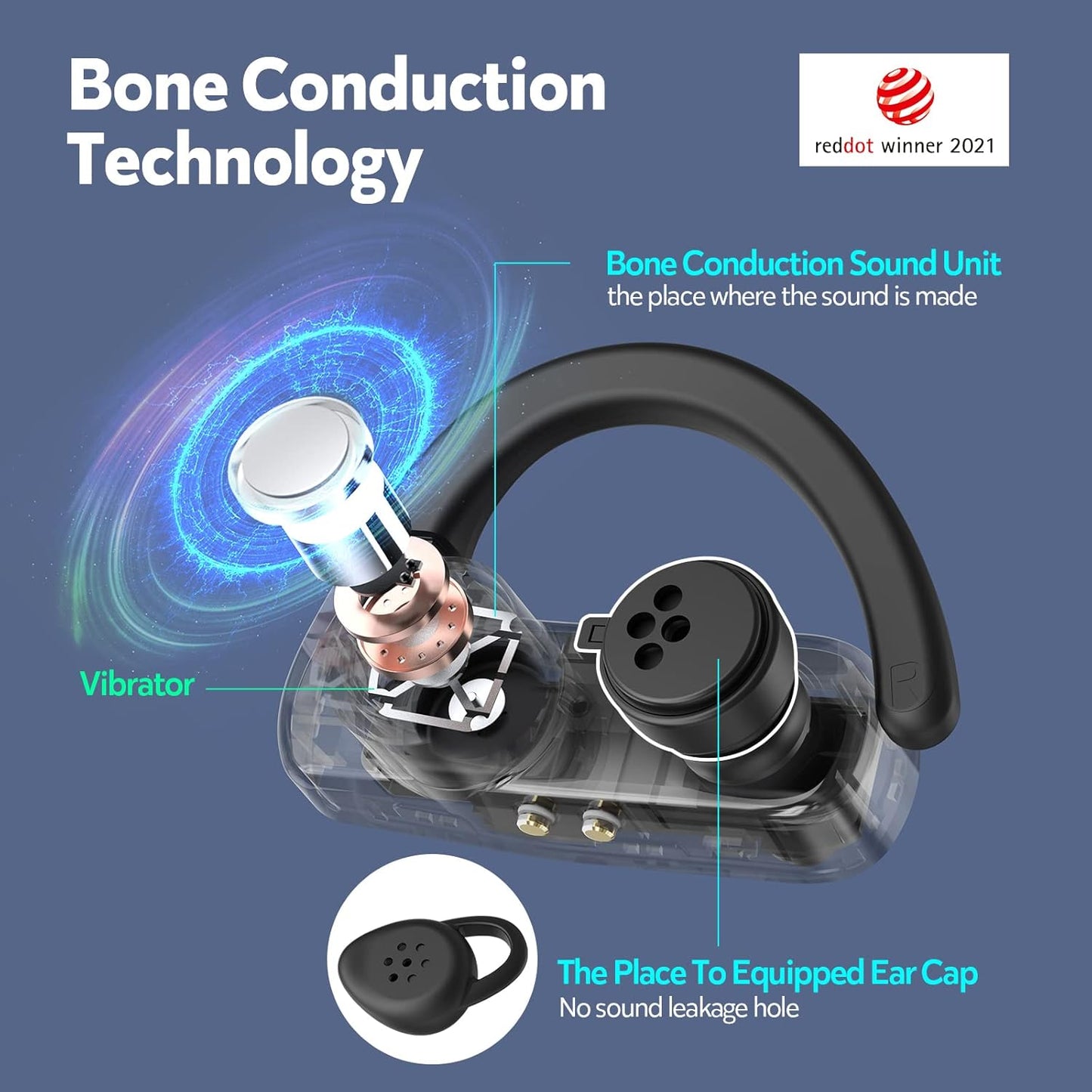DACOM - Auriculares inalámbricos de conducción ósea con auriculares Bluetooth.