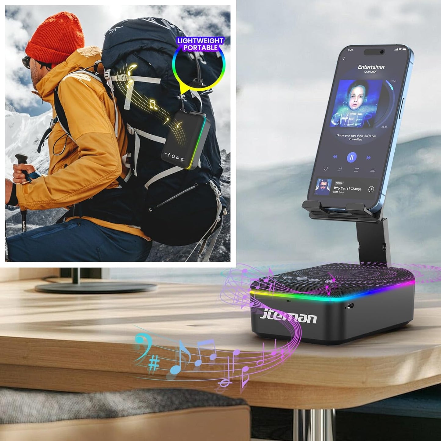 JTEMAN Bocina bluetooth con soporte celular (USADO)
