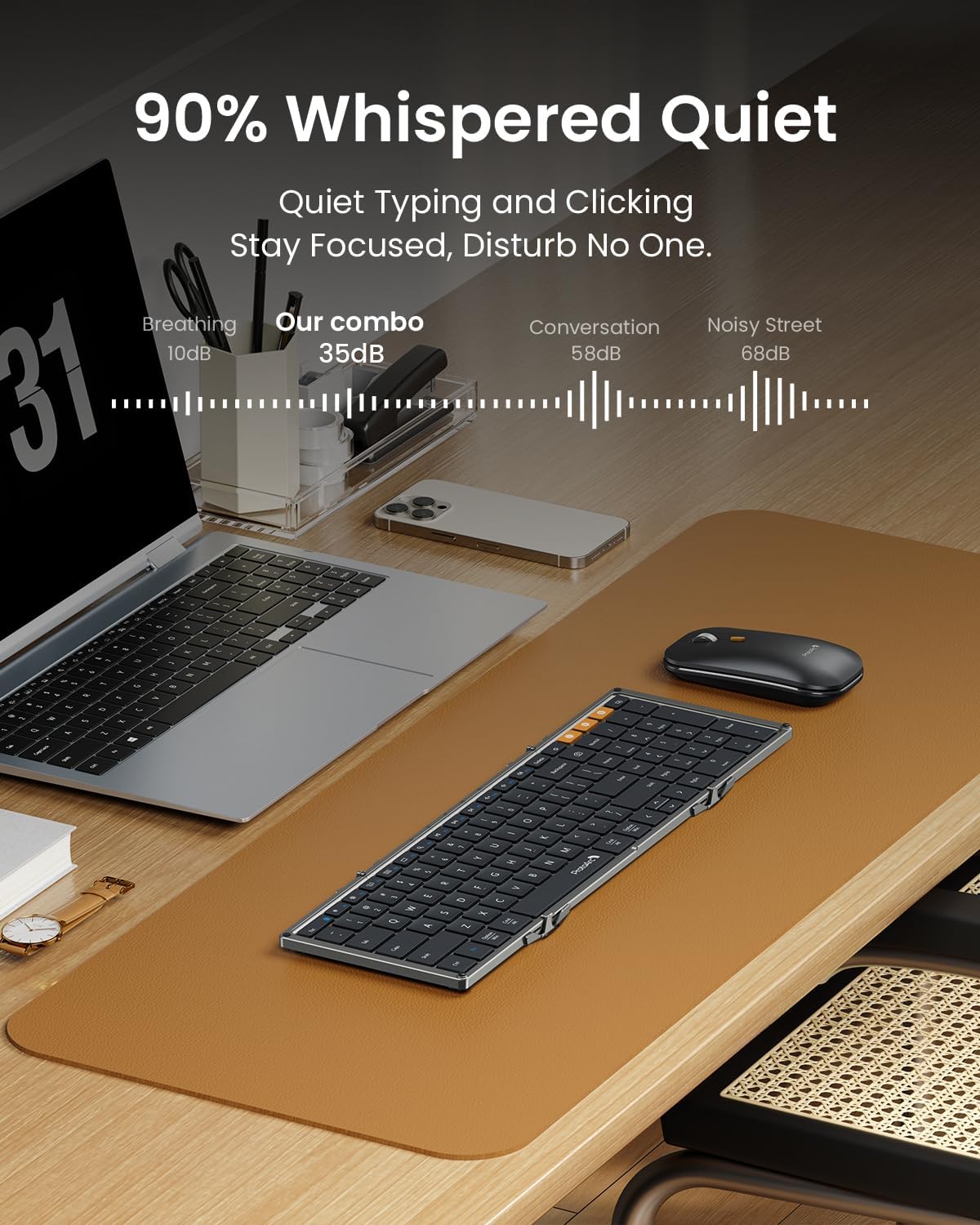 ProtoArc - Teclado y ratón plegables XKM01 Negro-Gris (USADO)