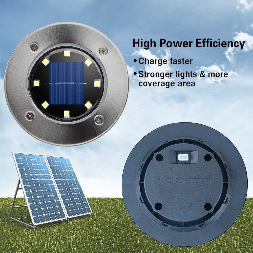 Luces solares de suelo para jardín, 8pcs, impermeables, 1.20V.