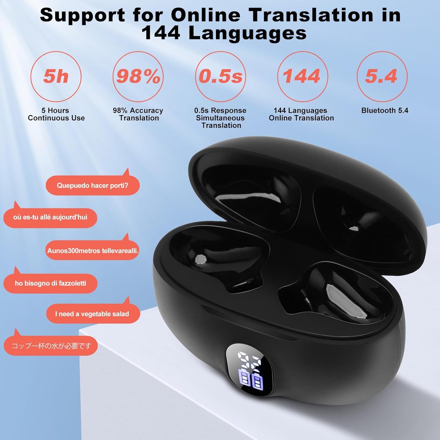 Exsulity Audífonos traductores de idiomas AI