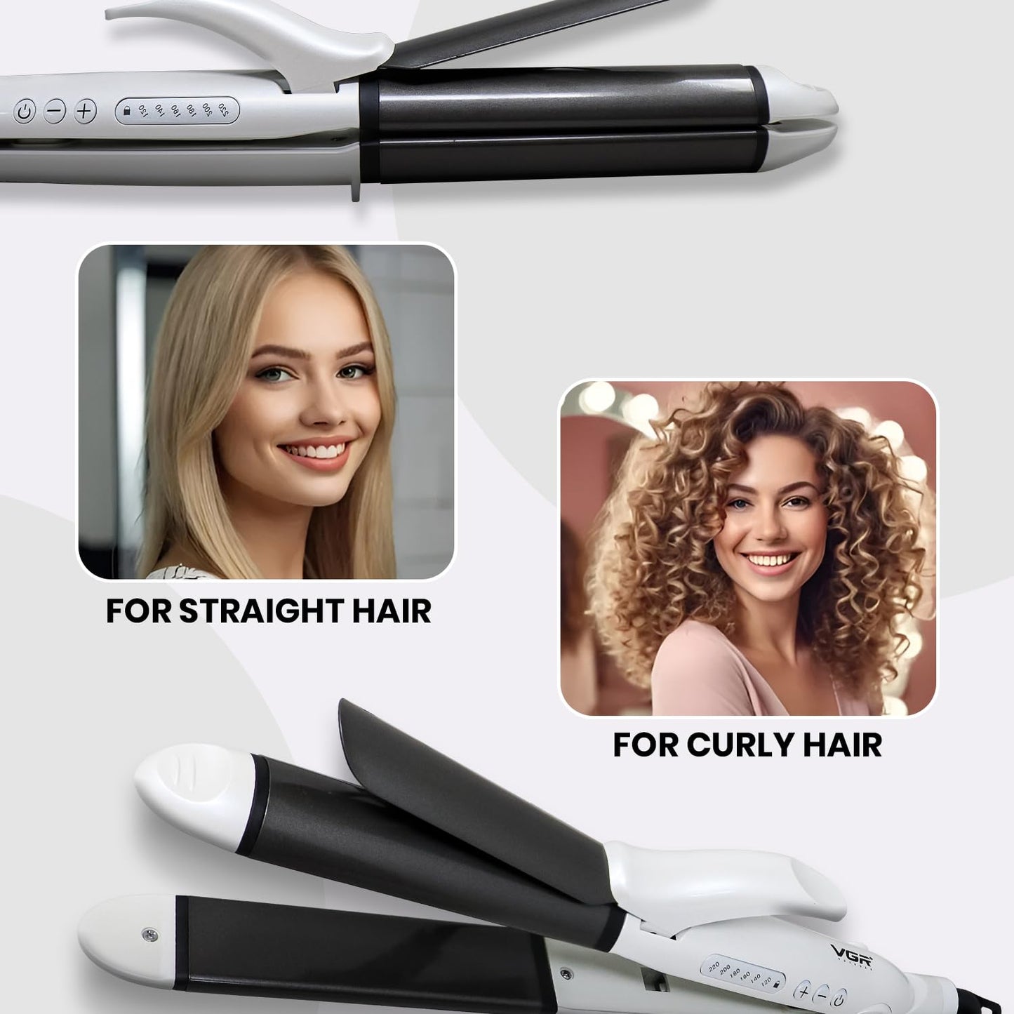 Plancha y rizador de pelo profesional VGR V-558 2 en 1