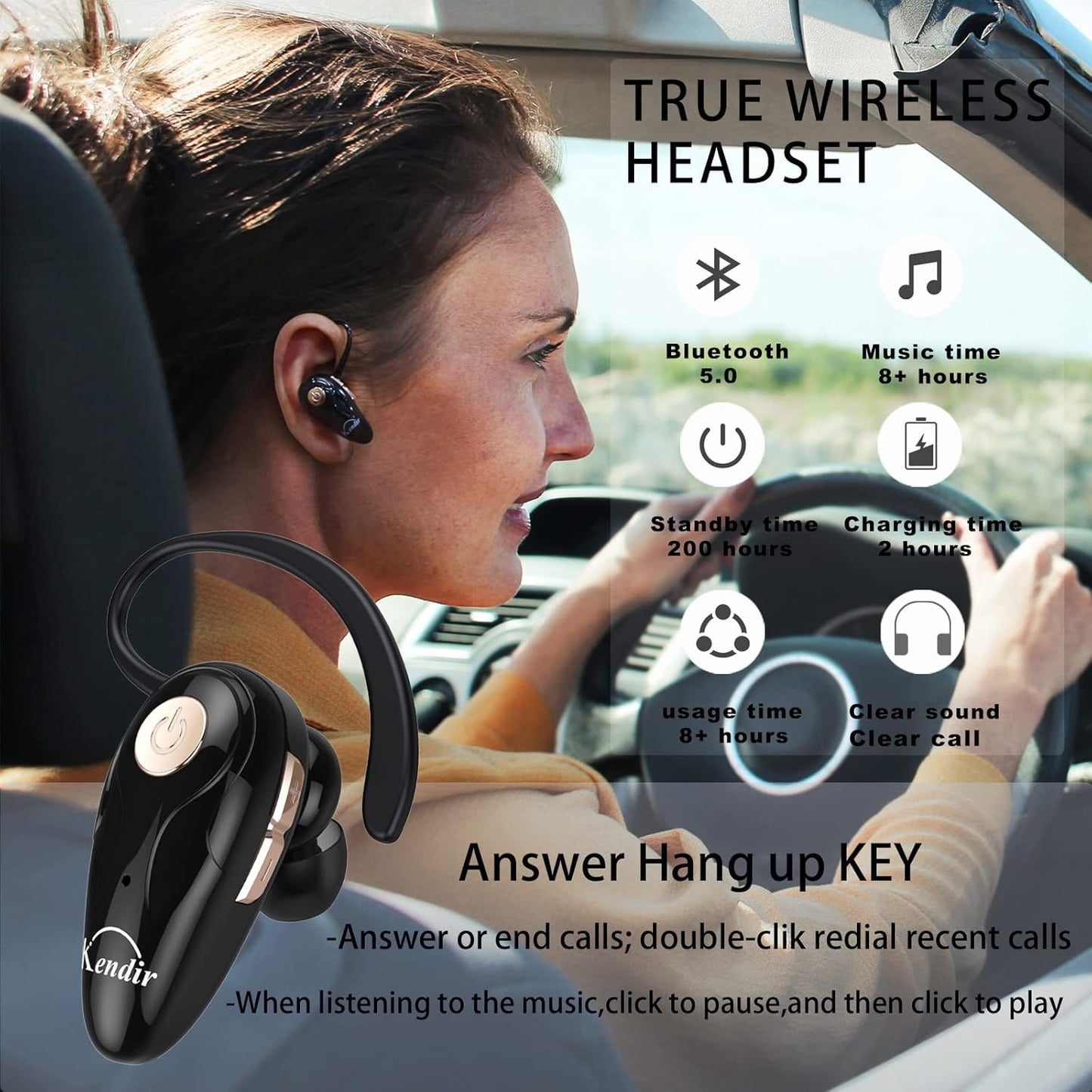 Kendir Auriculares Bluetooth V5.0 ultraligeros inalámbricos