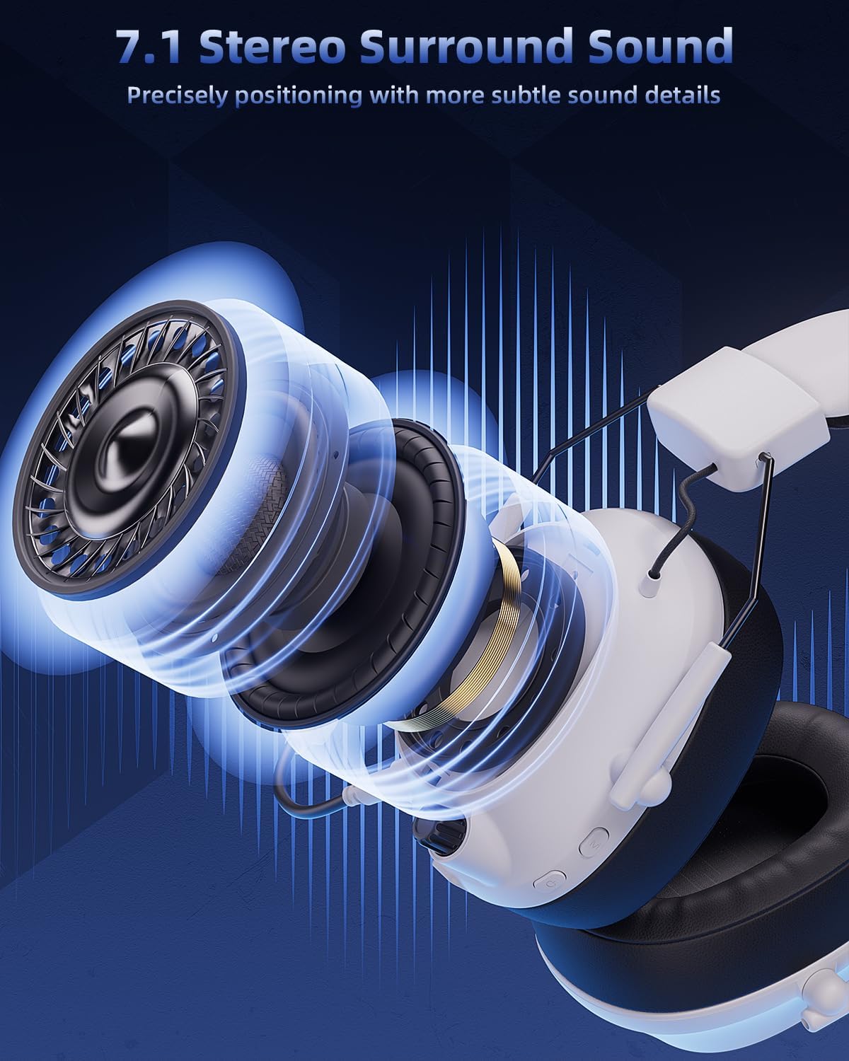 Auriculares inalámbricos, para juegos, de 2,4GHz, BT 5.3, luz RGB.