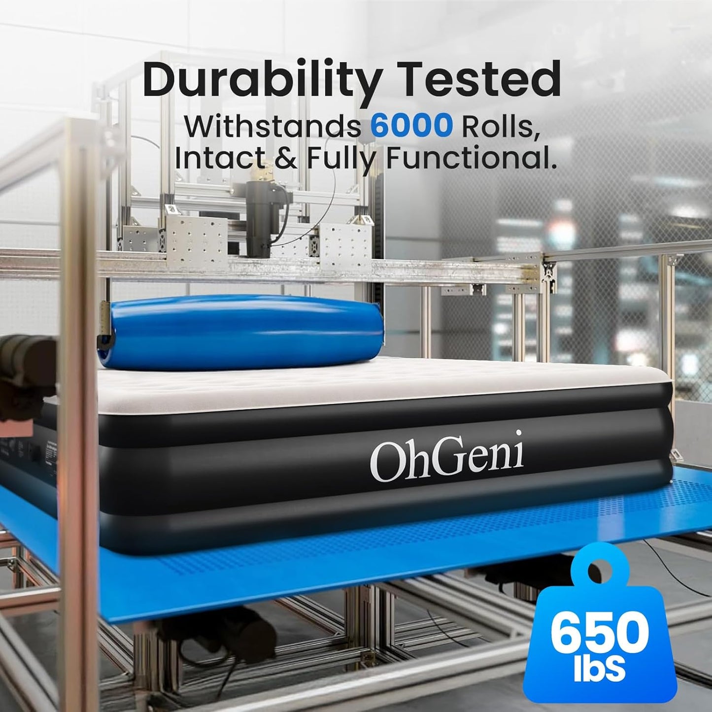 Colchón de aire Queen con bomba incorporada, 18"elevado, OhGeni