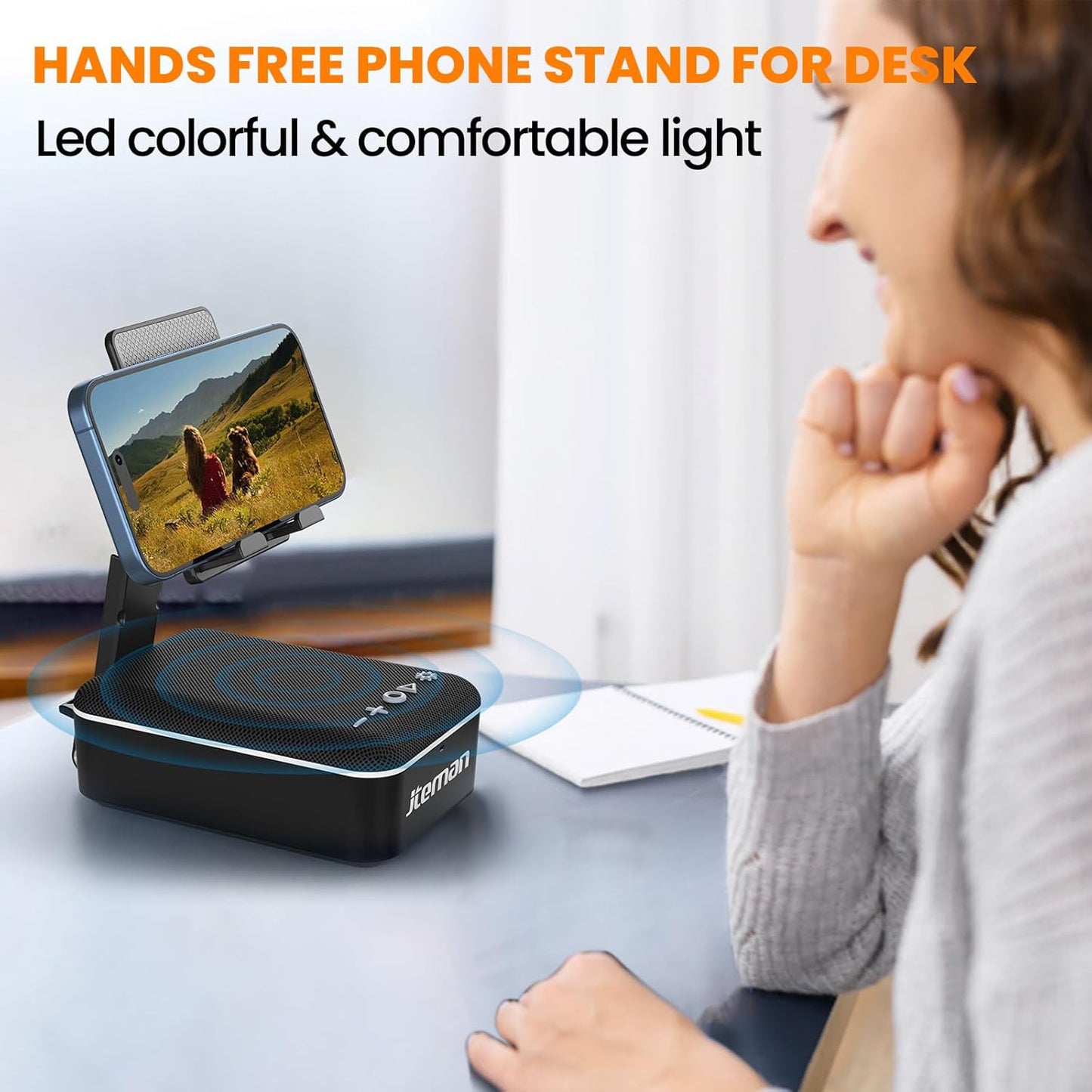 JTEMAN Bocina bluetooth con soporte celular (USADO)