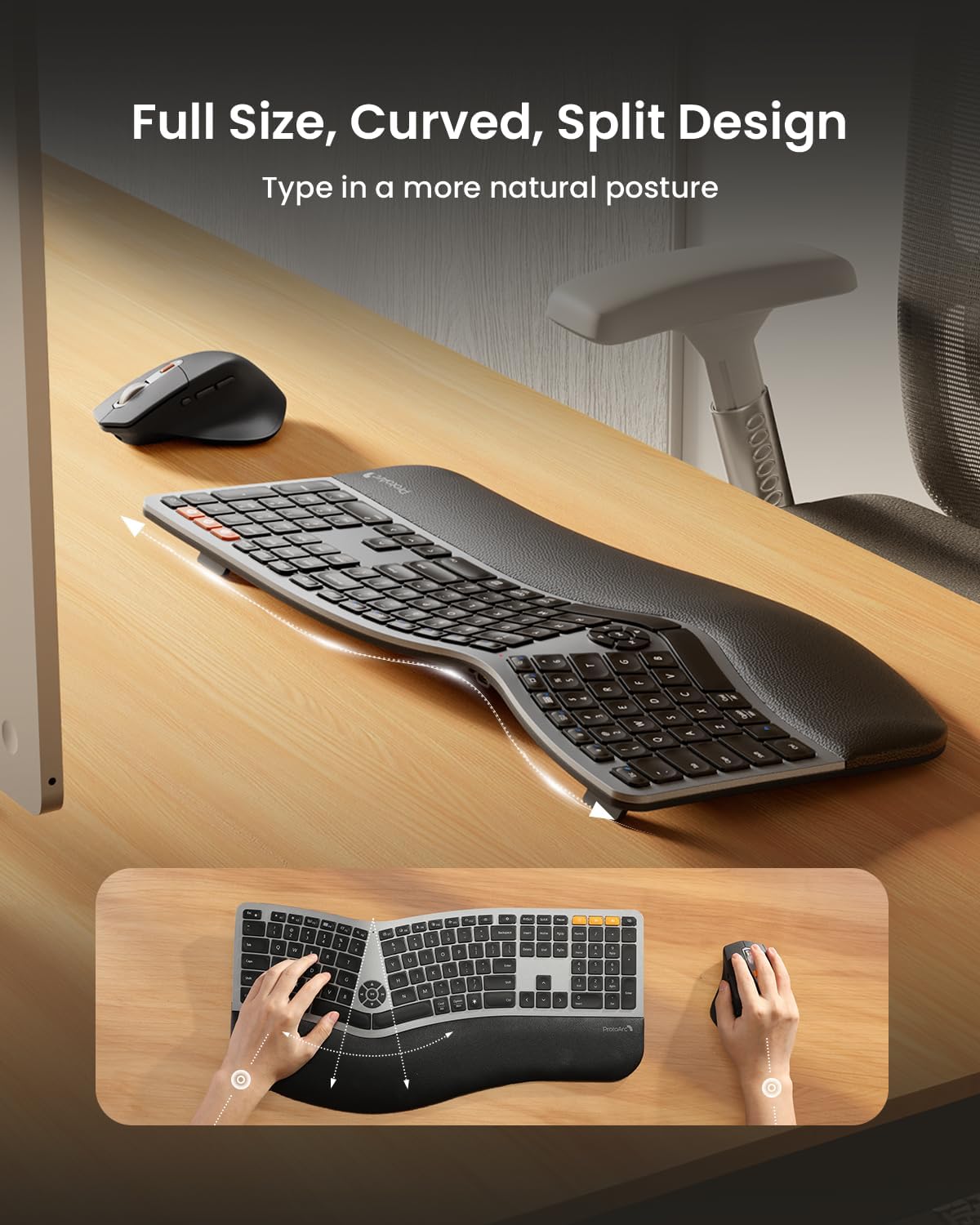 TECLADO Y MOUSE PROTOARC EKM01 PLUS, ERGONOMICO.