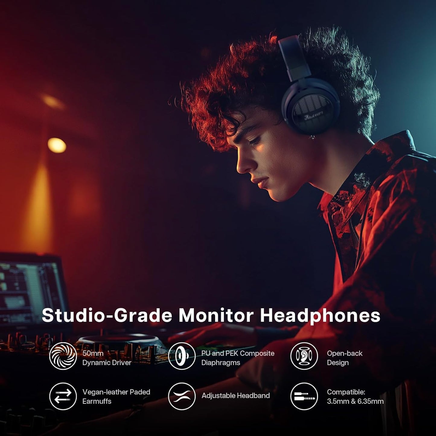 Linsoul Kiwi Ears - Auriculares elipse sobre la oreja, auriculares dinámicos.