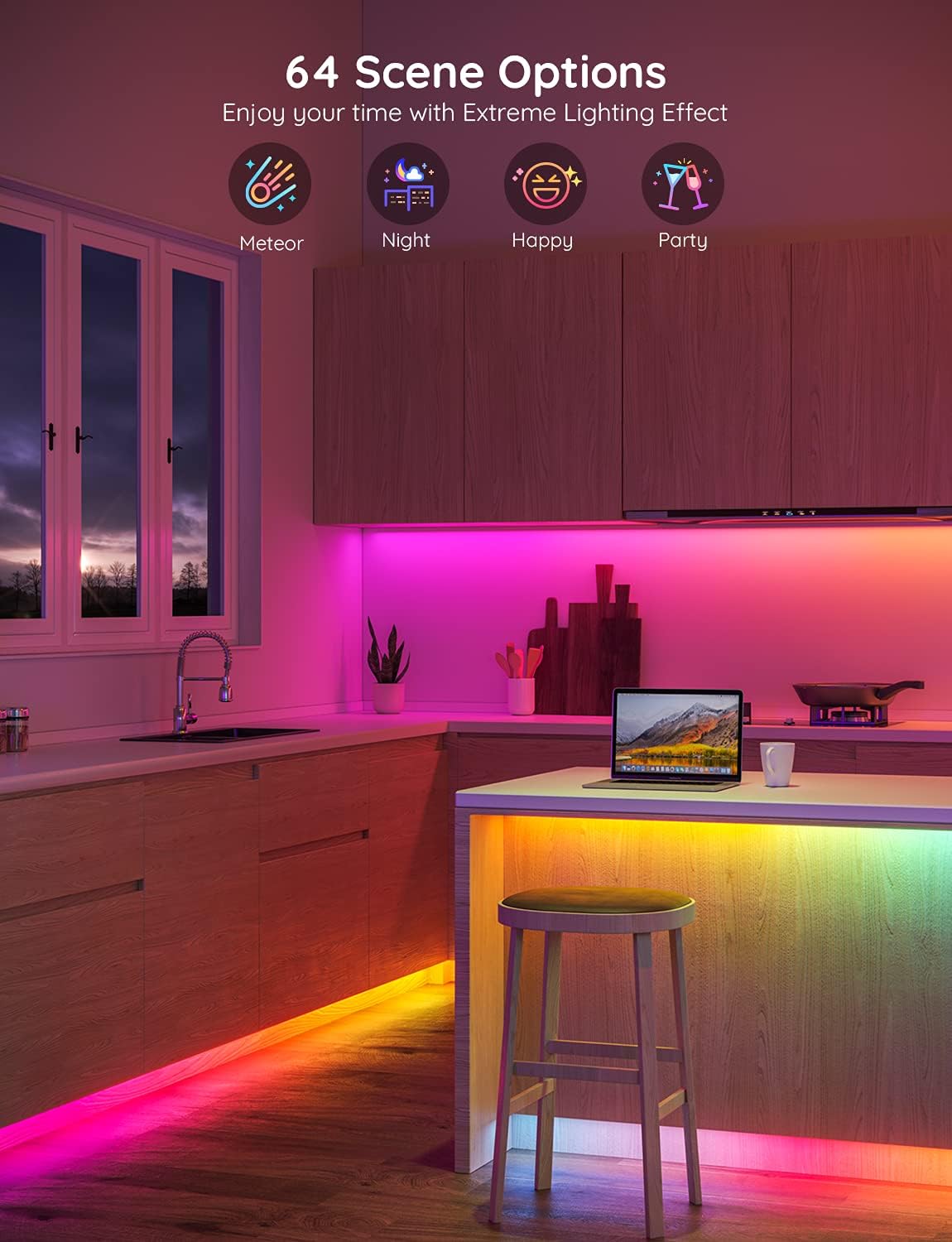 Govee Tira de Luces LED RGBIC de 65.6 Pies(20 Mts), Bluetooth.