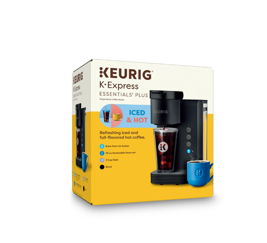Cafetera Keurig, cápsulas K-Cup para café frío y caliente, negra.