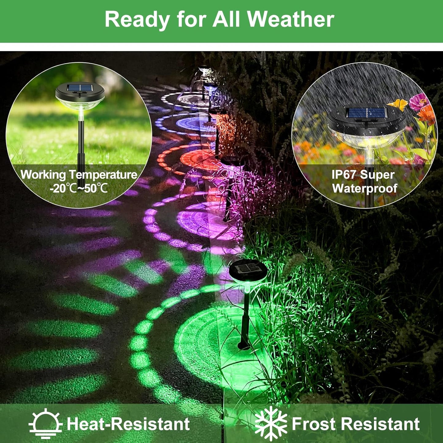 Paquete de 8 luces solares para camino de jardin, (USADAS).