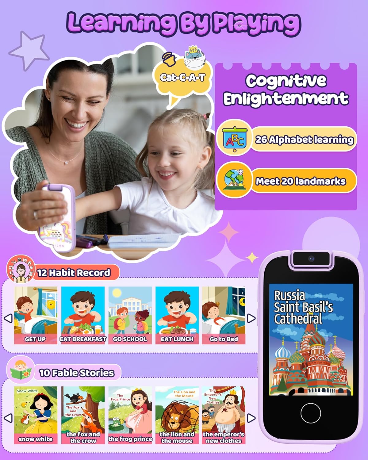 Teléfono para niñas cámara dual y juegos (USADO)