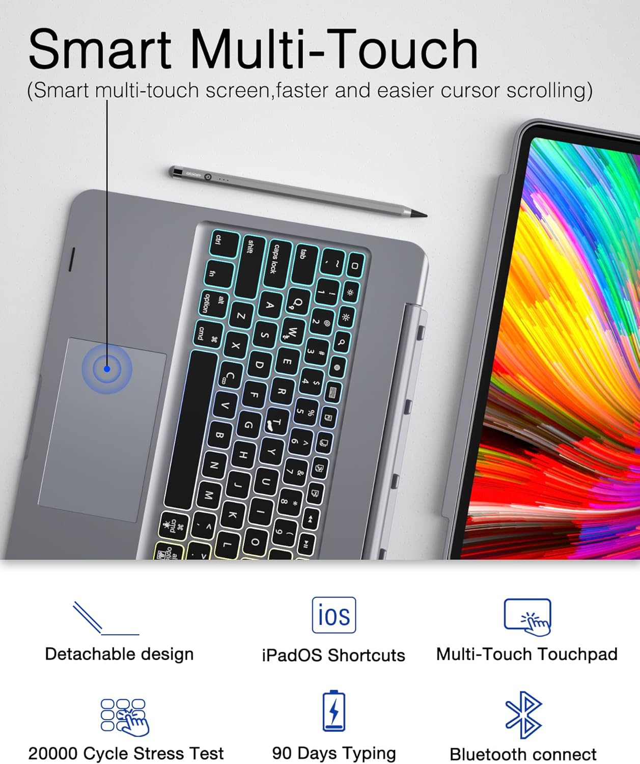 Funda de teclado desmontable para iPad Pro 12.9", DOQO.(USADO).