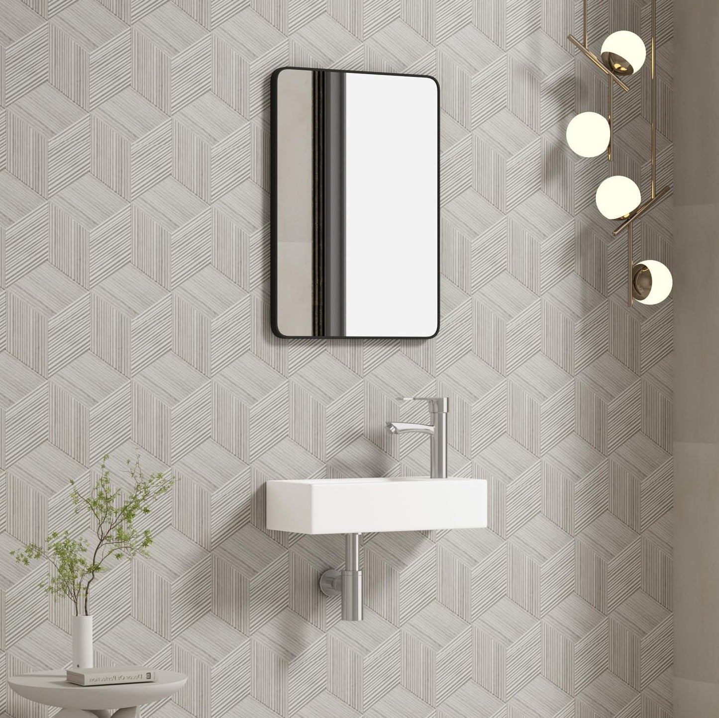 Fregadero montado en la pared para baño pequeño, 14.5 x 7.3".