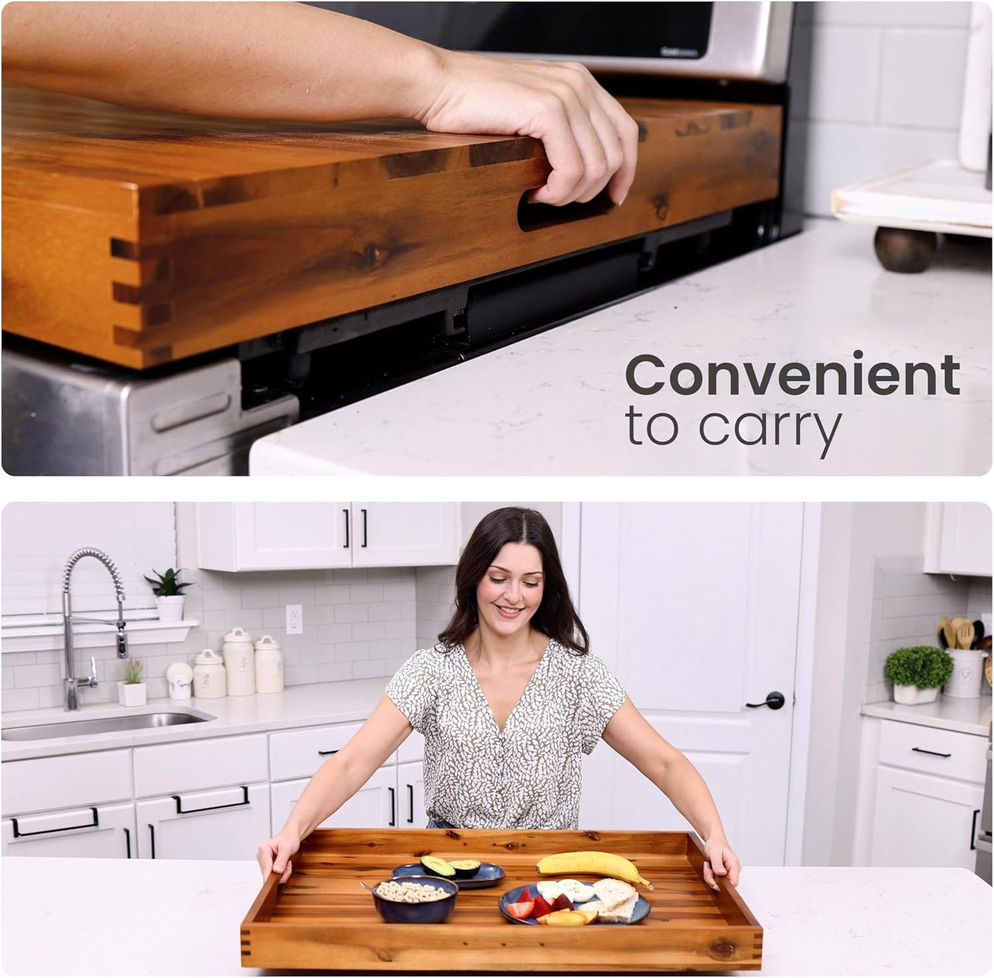 Cubierta de madera de acacia para estufa, 30*22*2.3 pulgadas