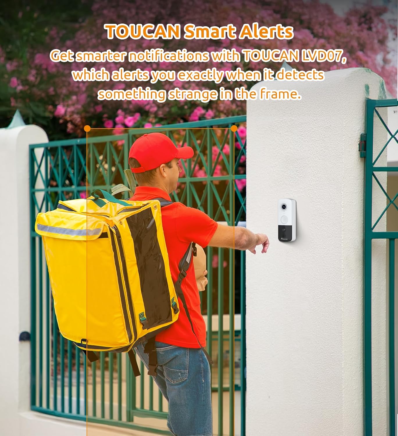 Cámara de video con timbre, conversación de 2 vías, WiFi de 2.4 GHz, TOUCAN