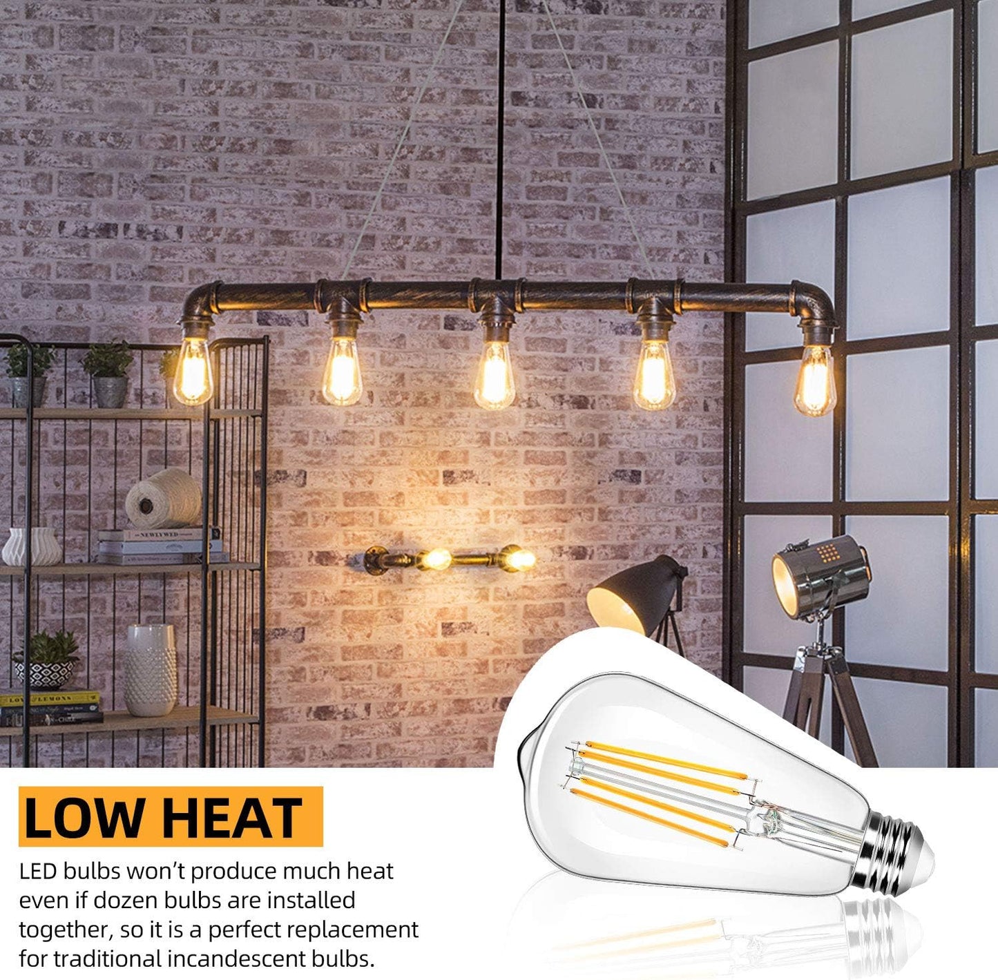Paquete de 12 bombillas LED Edison ST58 vintage de 7W, 3000LMN.