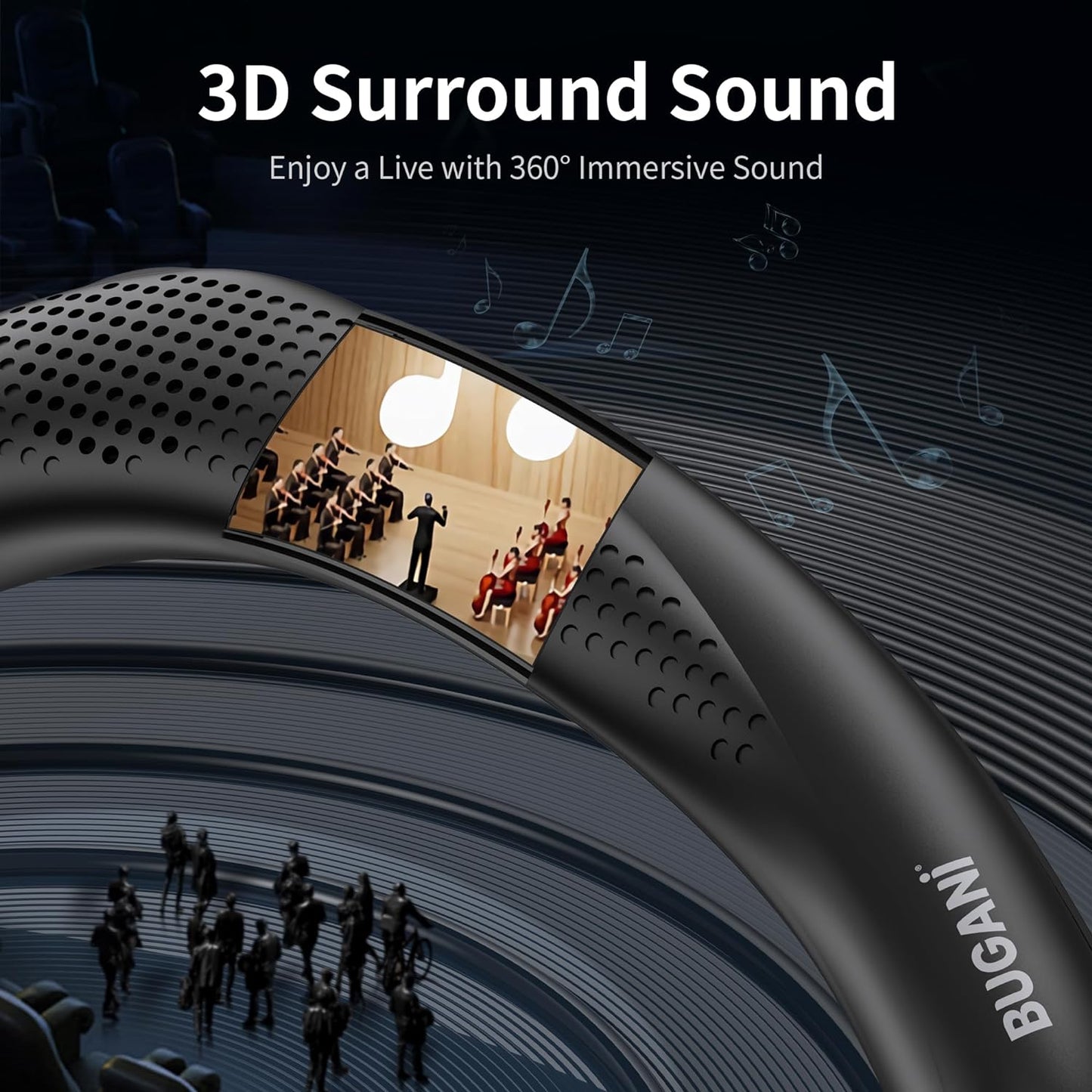 BUGANI Neckband Bocina Bluetooth,Neck True 3D.
