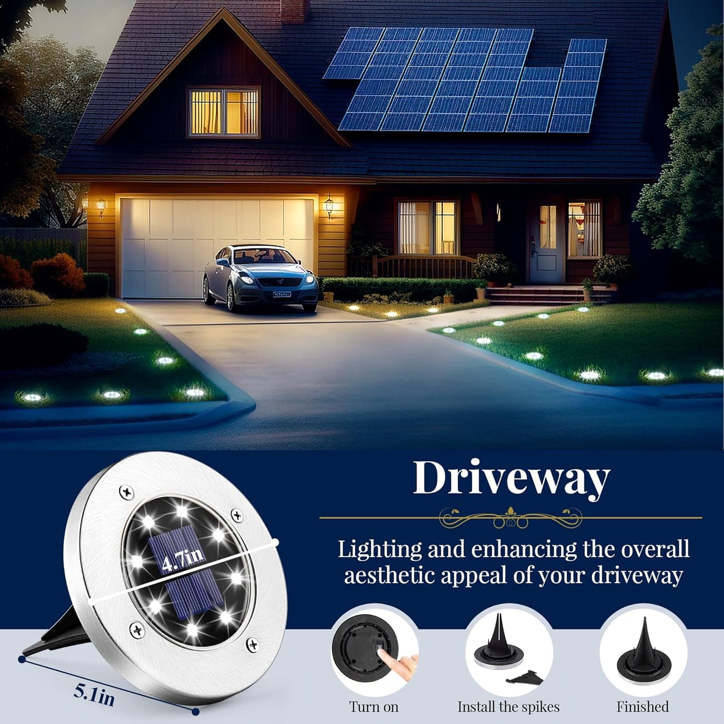 Luces solares de tierra, SOLPEX, 12pcs, impermeables, de jardin.