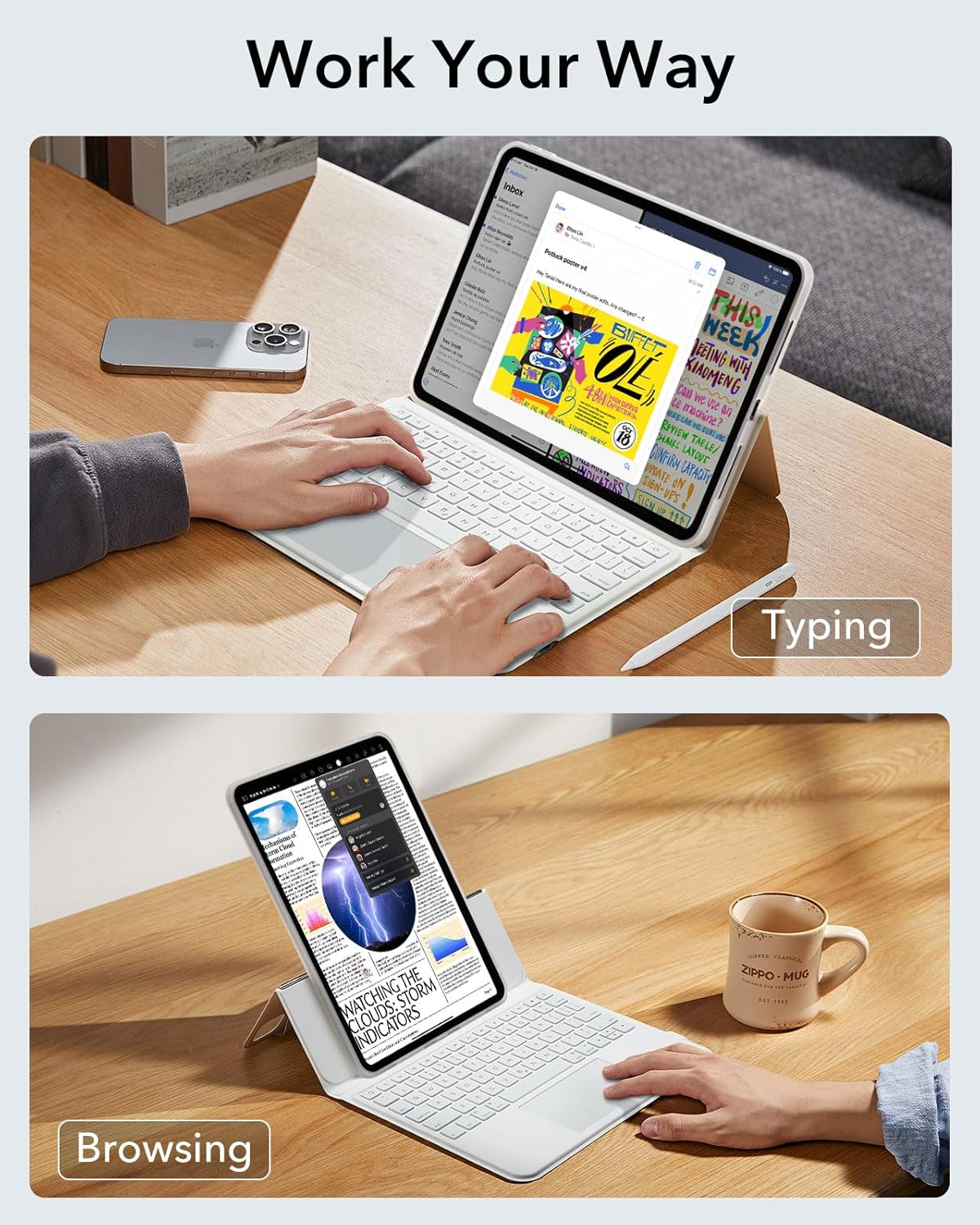 Funda para iPad Pro de 11", teclado (M4, 2024),magnético desmontable.