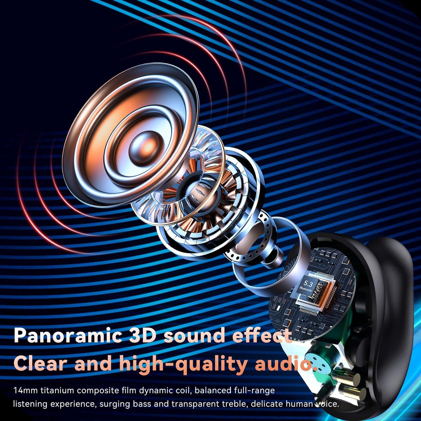 YLYHHFY - Auriculares con clip Bluetooth 5.3, auriculares inalámbricos.