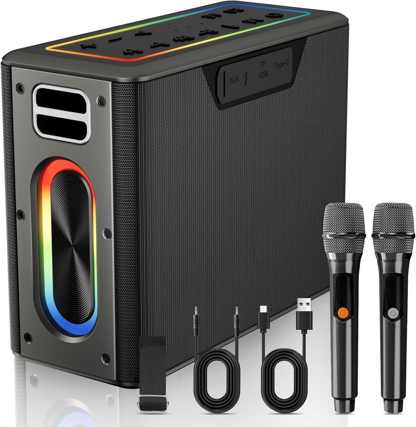 Máquina de karaoke con dos micrófonos inalámbricos, Zeelink.