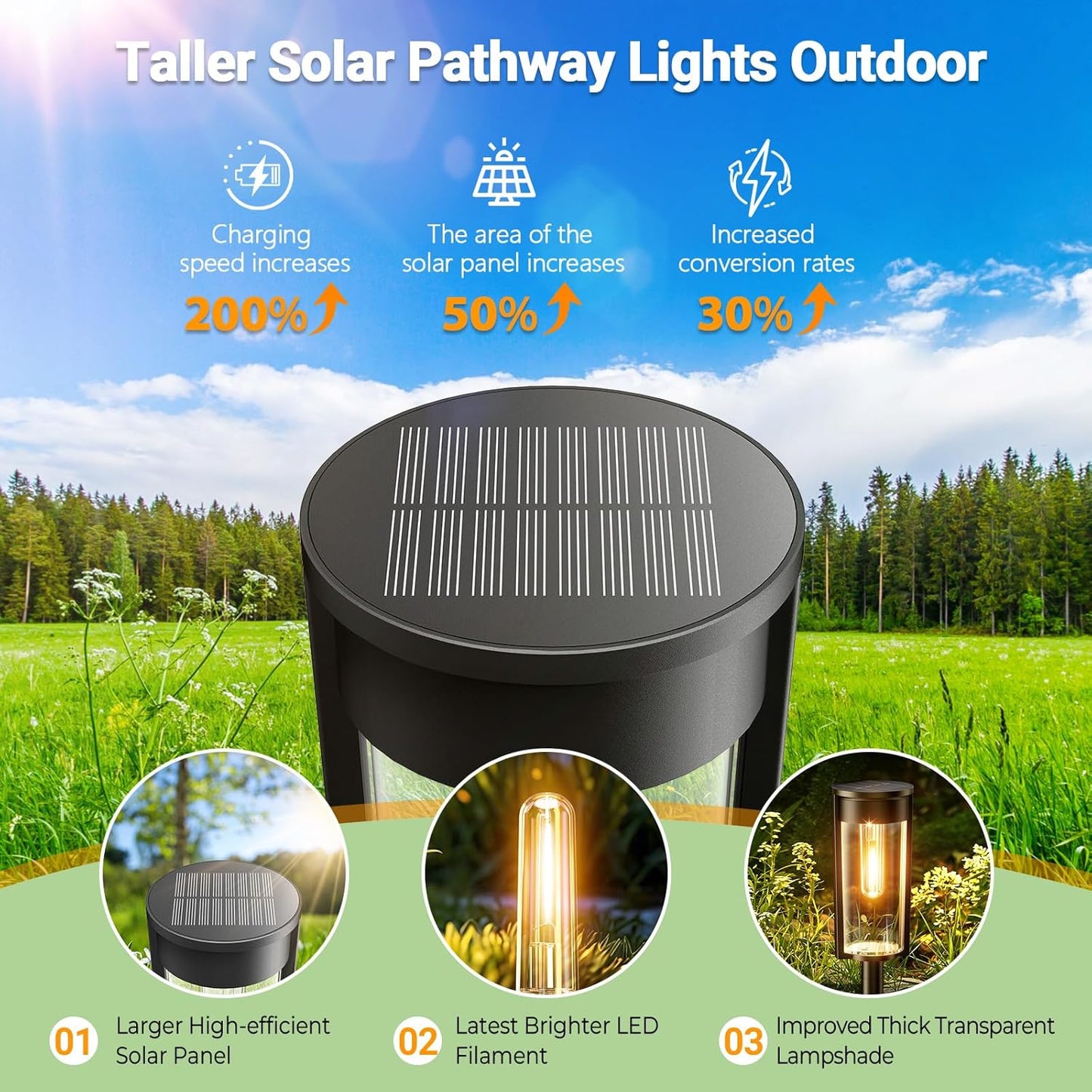 Luces solares para camino de jardin, 6 luces, impermeables, 6pcs.