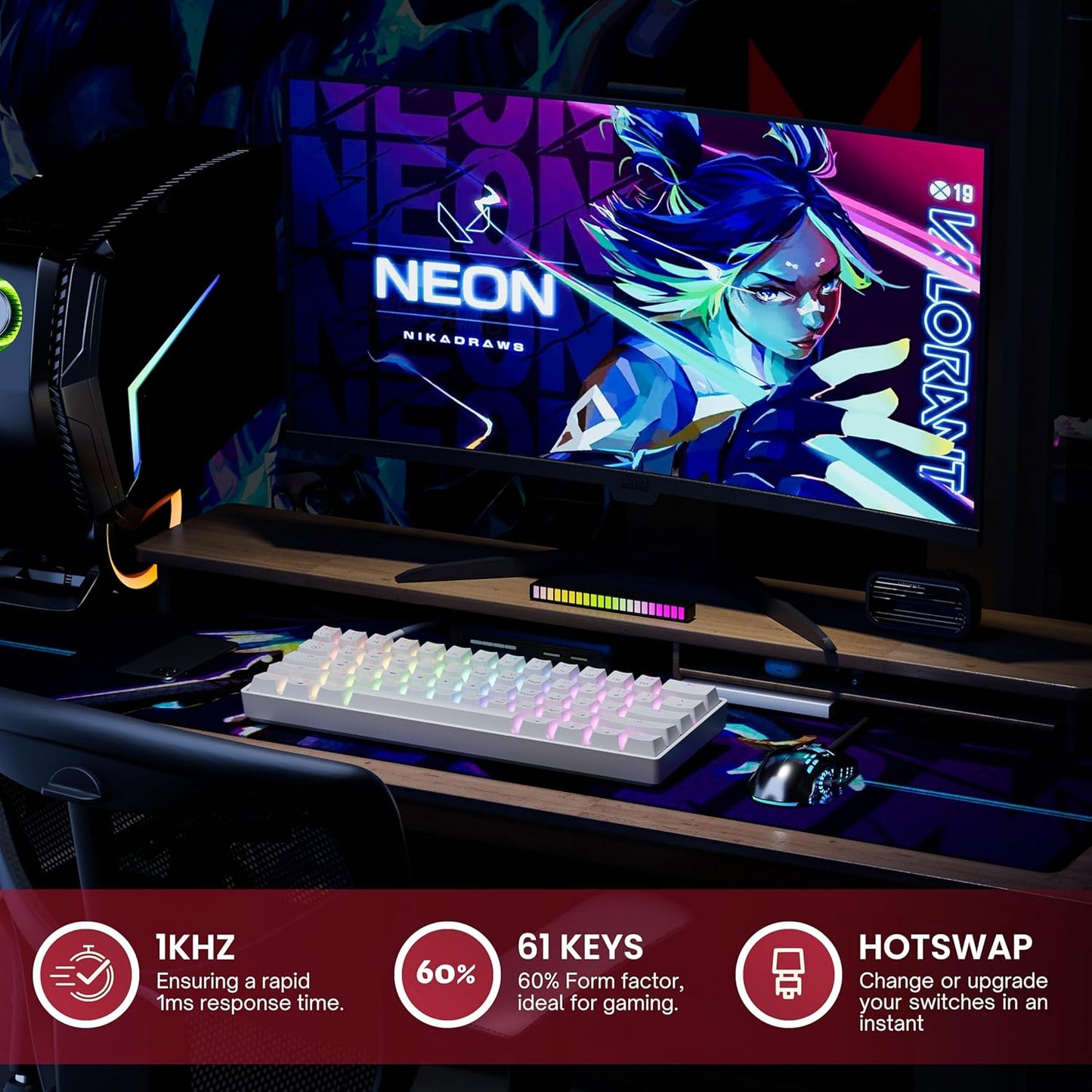 Teclado mecánico para videojuegos GK61 .