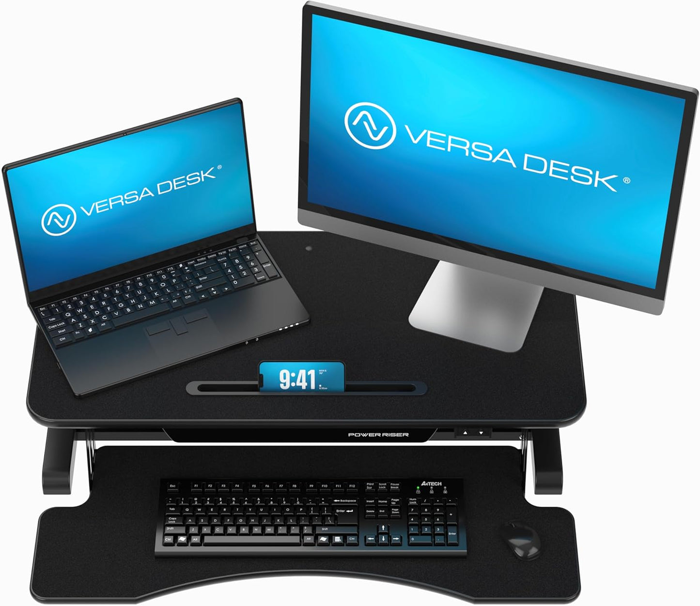 Escritorio eléctrico de 32", Versadesk, altura ajustable, bandeja p/teclado