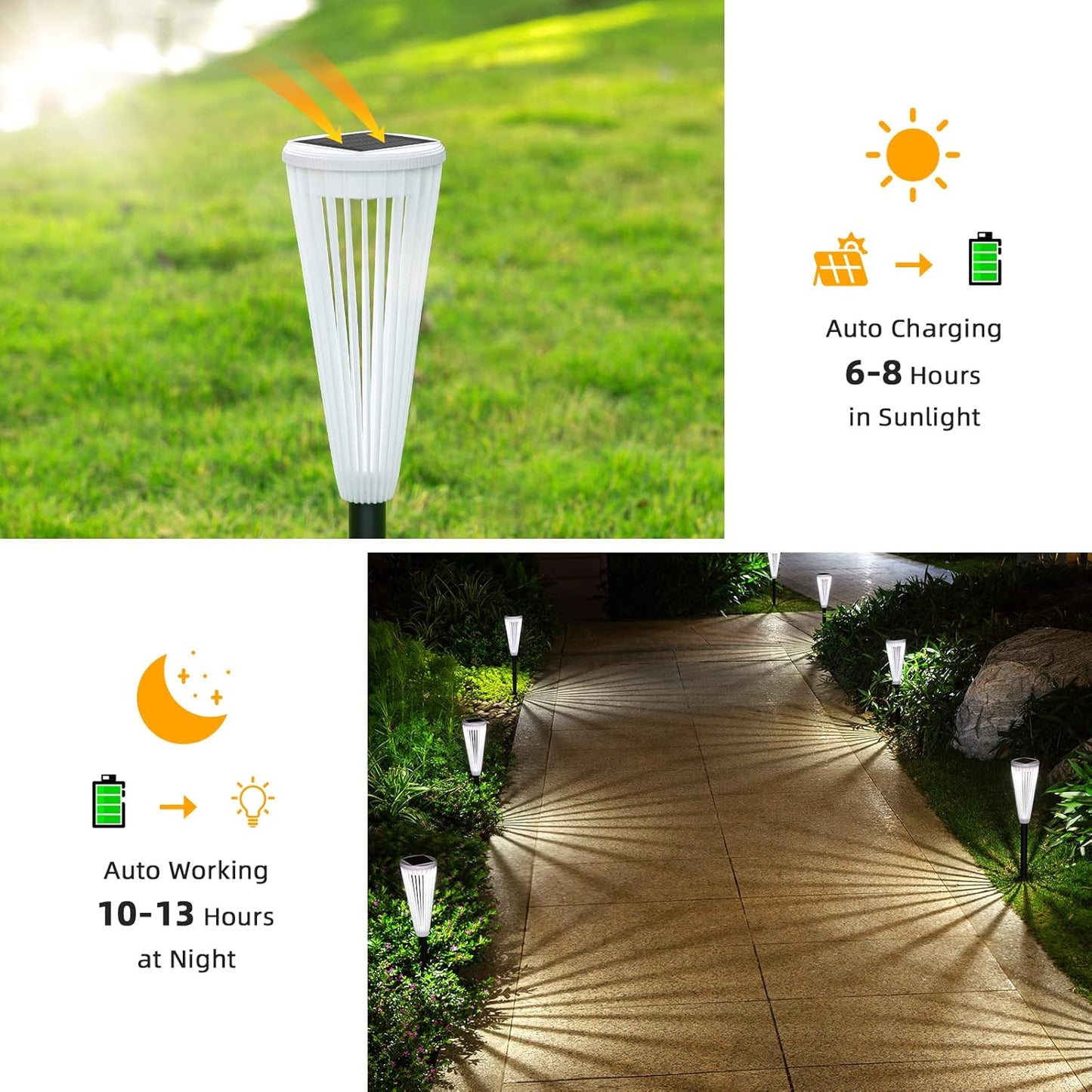 Paquete de 8 luces solares para exteriores, Domidar, para jardín.
