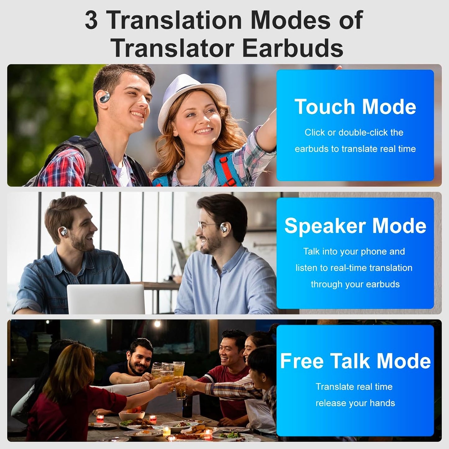 Auriculares traductores de idiomas AI, 3 en 1, auriculares de traducción en tiempo real.