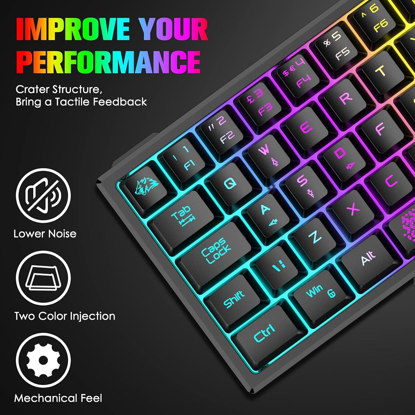 ZIYOU LANG Teclado para videojuegos K61 60% mini portátil.