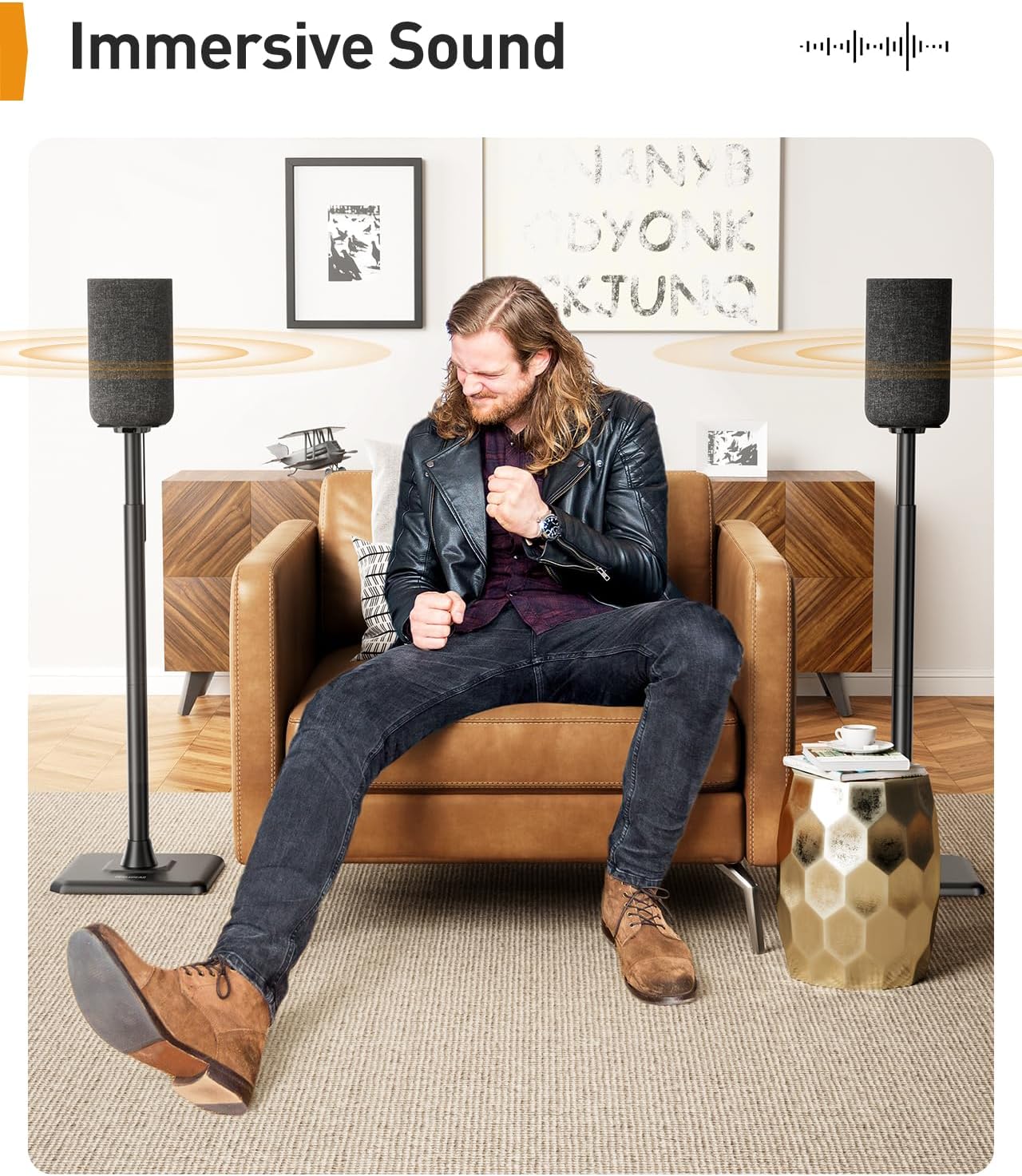 Par de soportes para altavoces, 33-42" de altura, ajustable.