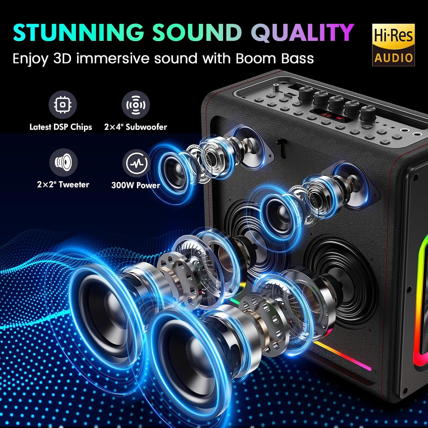 Máquina de karaoke con 2 micrófonos inalámbricos, ms78.