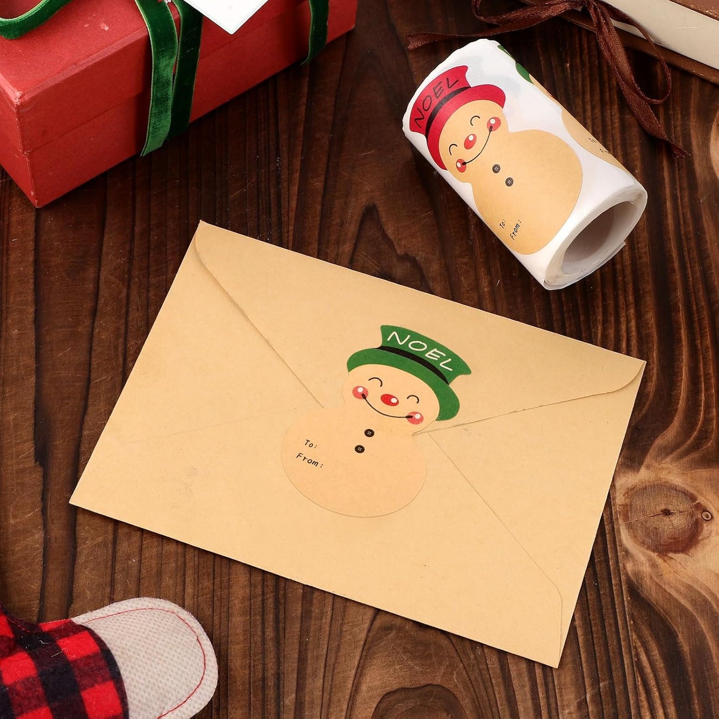 200pcs Etiquetas Adhesivas de Muñeco de Nieve Navidad