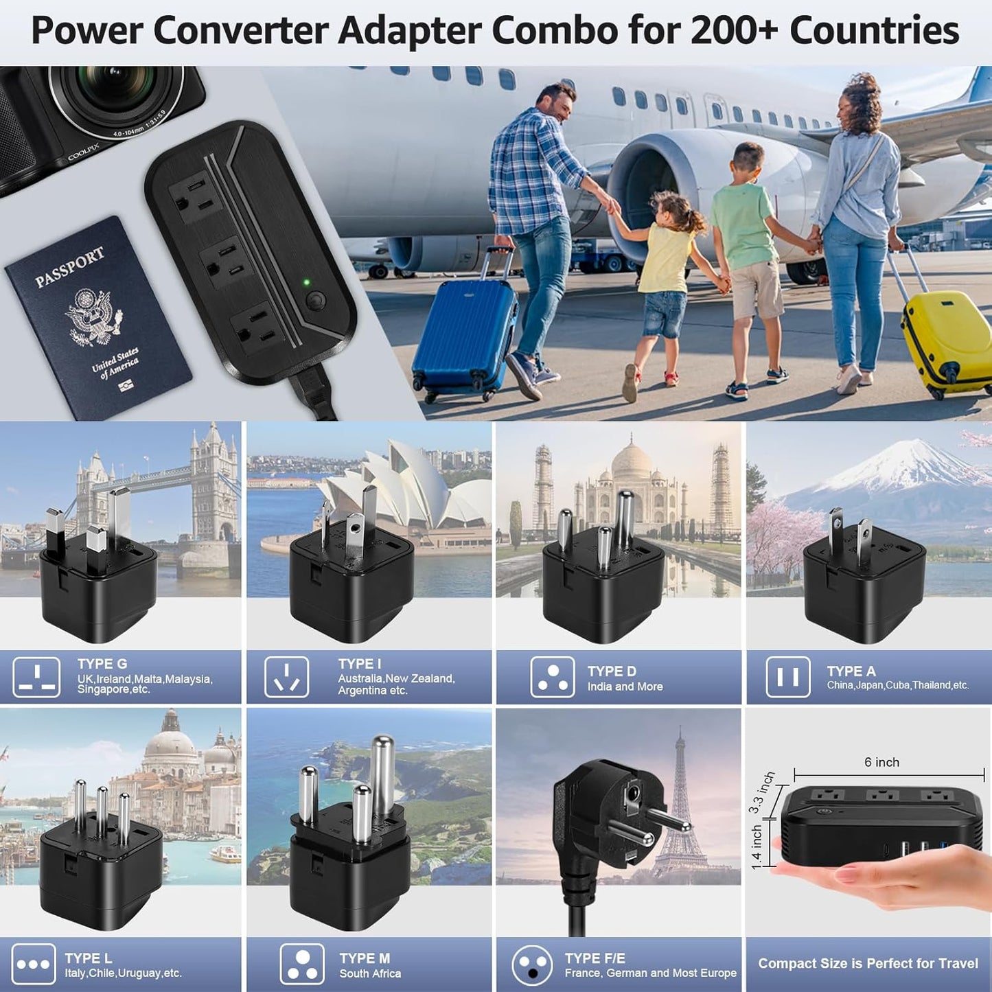 Voltage Converter Power Step Down 220V to 110V Universal.