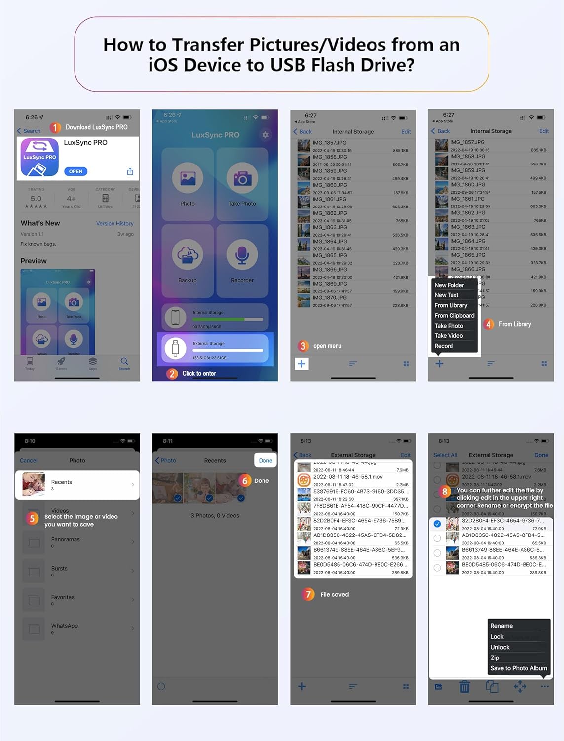 MFi - Unidad flash 128GB para iPhone Blanbok+