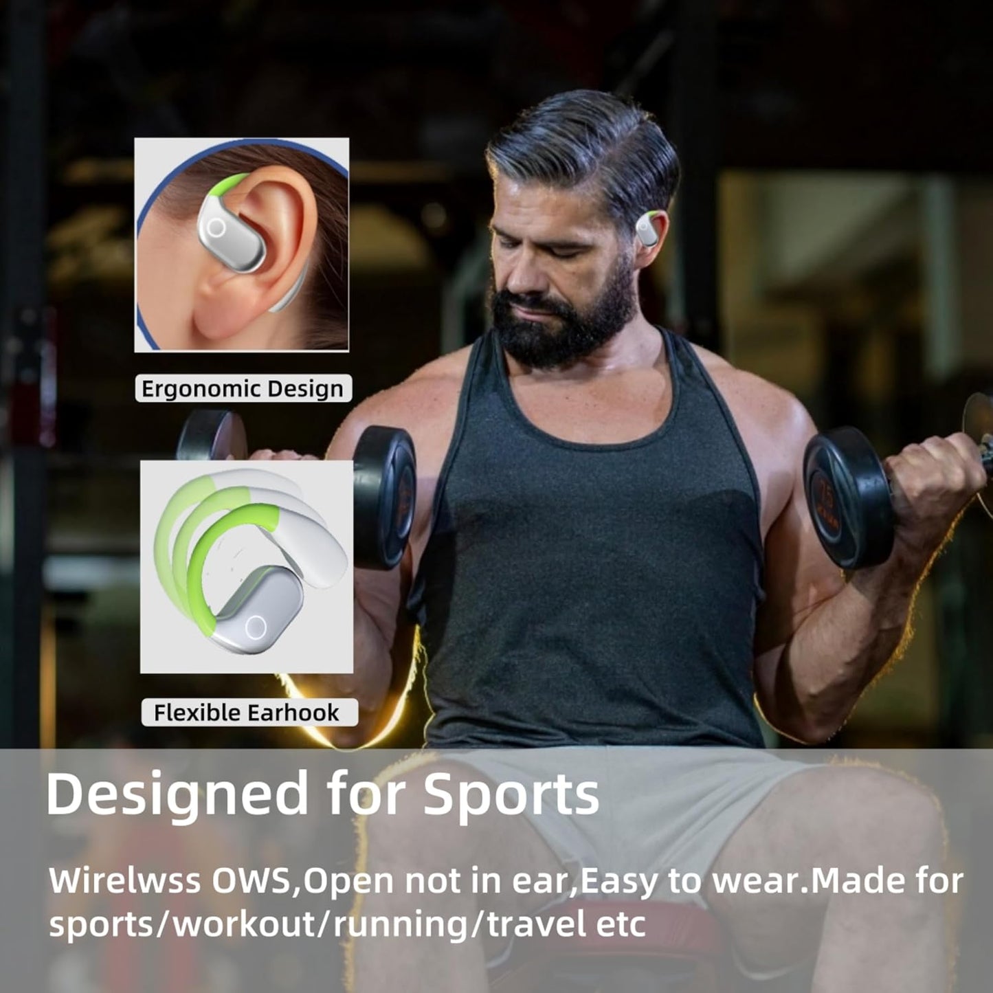 OWS M82 - Auriculares inalámbricos Bluetooth 5.3 para deporte.
