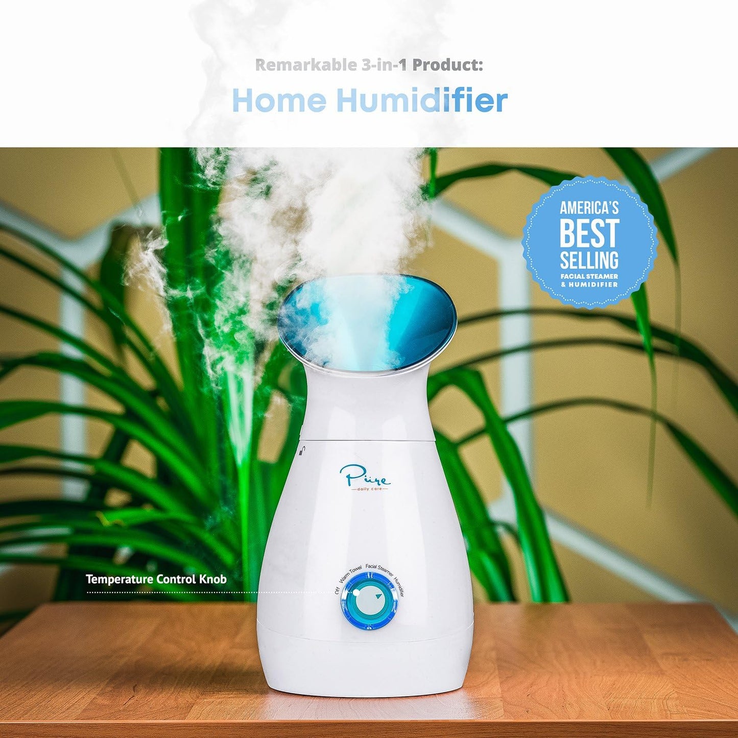 Vaporizador facial iónico Nanosteamer, calidad de spa, Pure Azul.