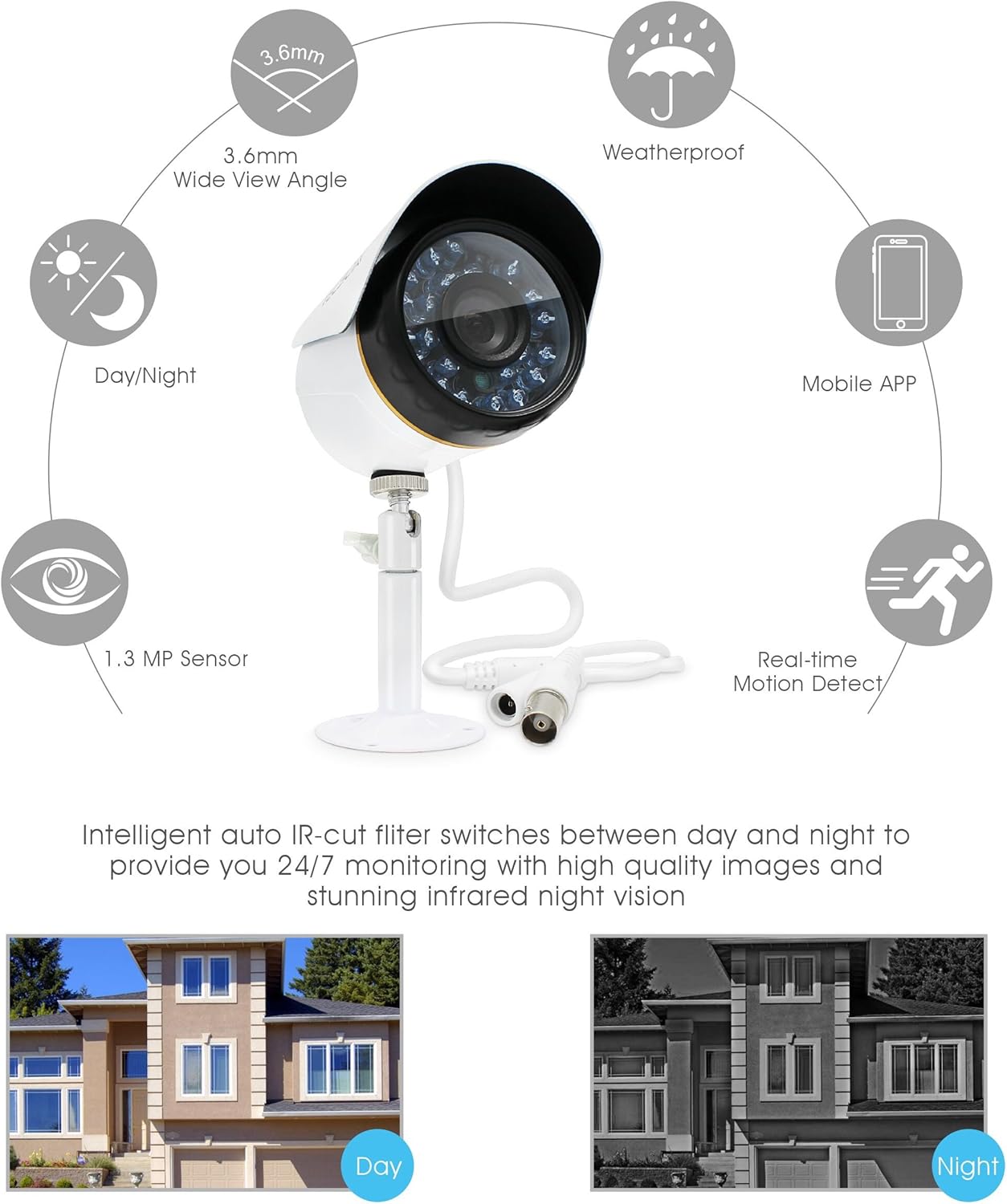 Tecbox 8 Canal 720P AHD DVR sistema de cámara de seguridad.