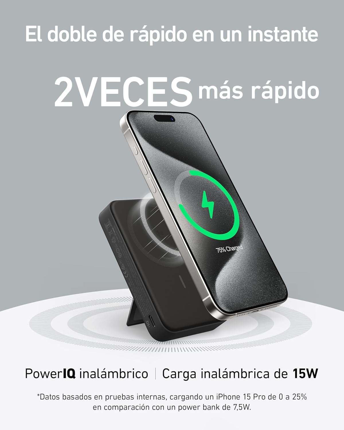 Anker Power Bank MagGo, Certificado Qi2 de Carga Ultra rápida.