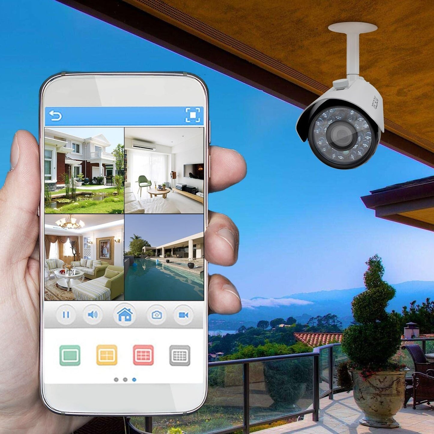 Tecbox 8 Canal 720P AHD DVR sistema de cámara de seguridad.