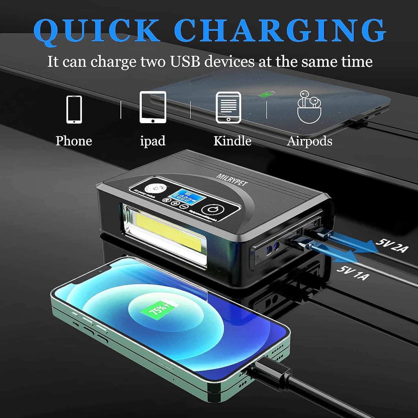 Arrancador de batería para coche con compresor de aire, (USADO).