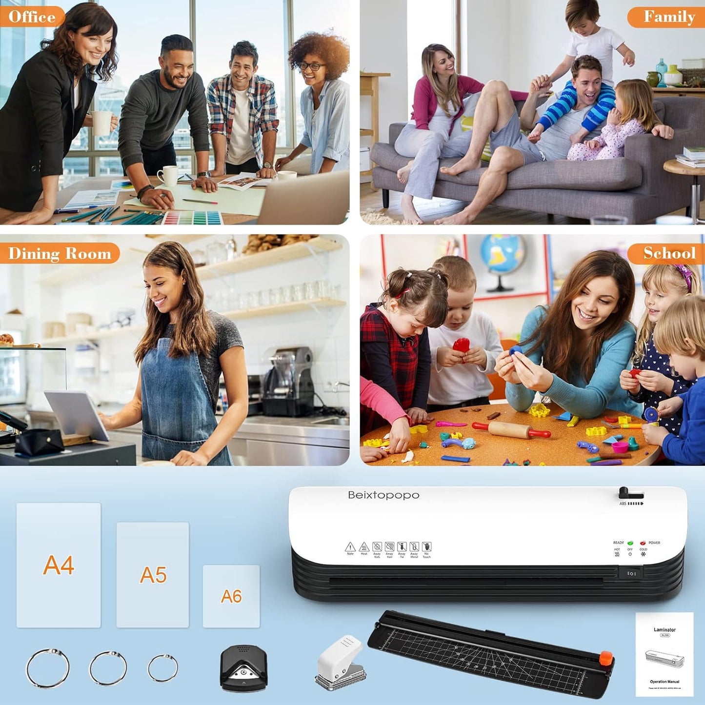 Máquina laminadora, laminadora térmica, Beixtopopo A4/A5/A6.